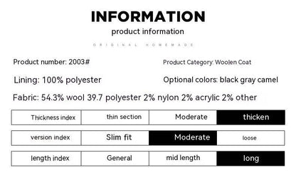 Buycenter Men's Slim Casual Trench Coat - Thick Woolen Jacket for Winter - Buy Center US