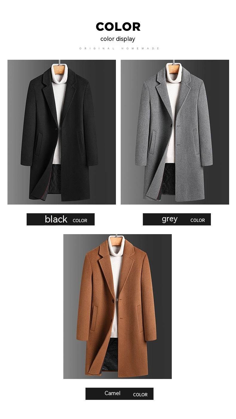 Buycenter Men's Slim Casual Trench Coat - Thick Woolen Jacket for Winter - Buy Center US
