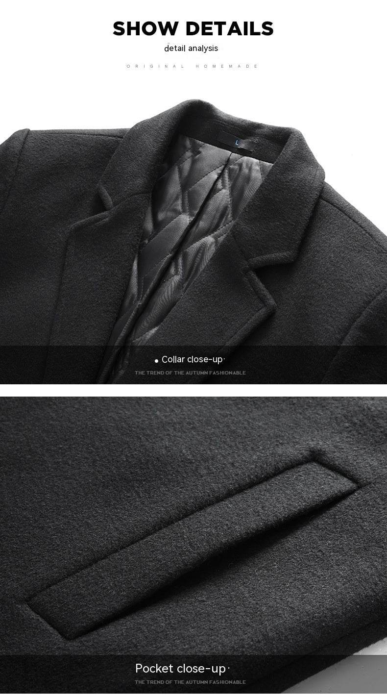 Buycenter Men's Slim Casual Trench Coat - Thick Woolen Jacket for Winter - Buy Center US