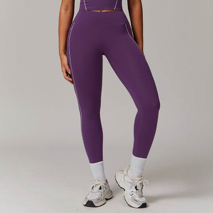 Contrast Color High Waist Yoga Pants - Pocket & Nude Feel for Women - Buy Center US