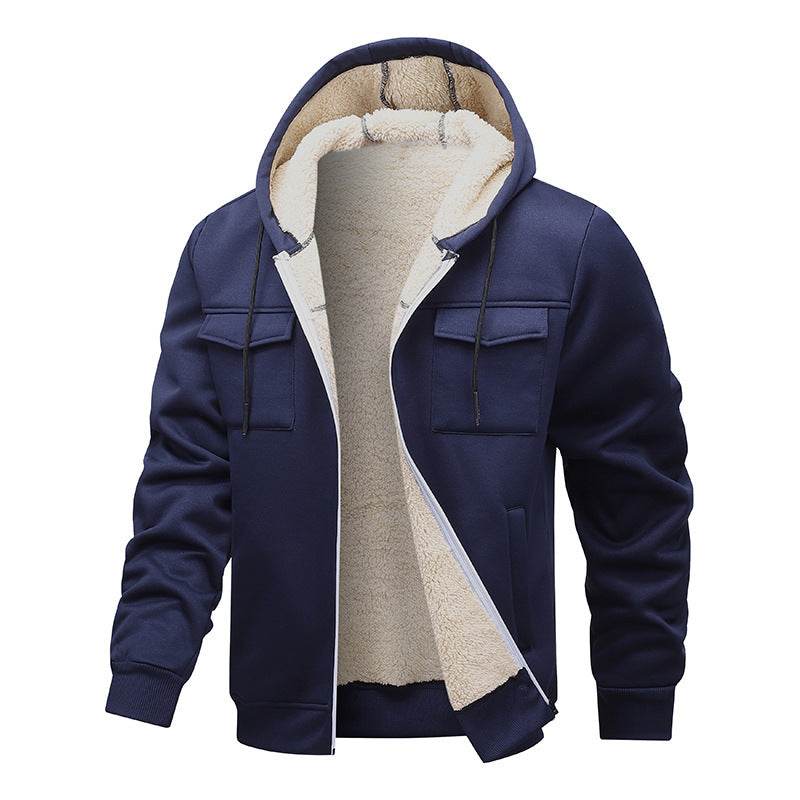 Buycenter Fleece-Lined Leisure Coat - Korean Style Hooded Cardigan - Buy Center US