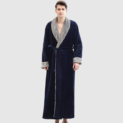 Buycenter Men's Plus Size Coral Fleece Bathrobe - Soft Full Length Pajamas - Buy Center US