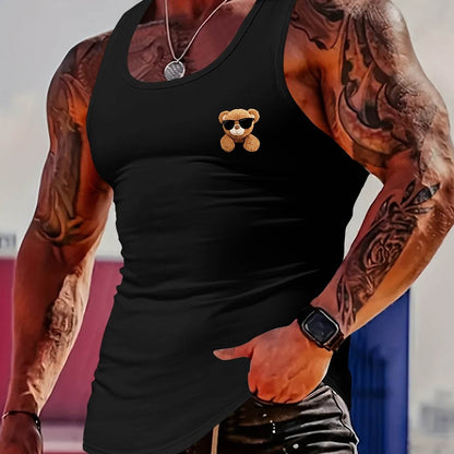 MBDMBD Men's Slim-Fit Tank Top - Cool Bear Design, Breathable Fabric - Buy Center US