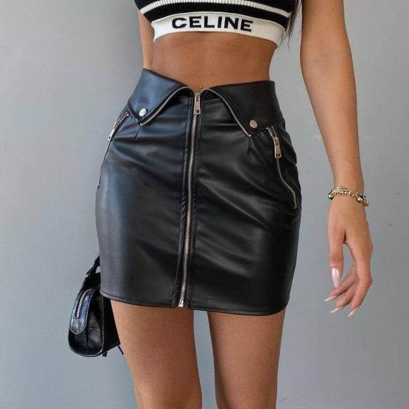 Sexy PU Leather A-Line Skirt for Women - Slim Fit Street Fashion - Buy Center US