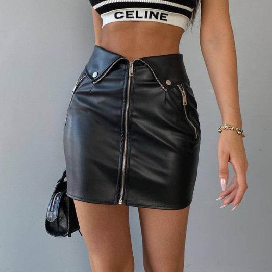 Sexy PU Leather A-Line Skirt for Women - Slim Fit Street Fashion - Buy Center US