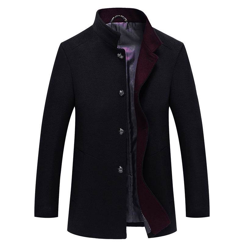 Buycenter Slim-Fit Woolen Coat - Autumn Winter Single-Breasted Trench - Buy Center US