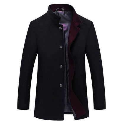 Buycenter Slim-Fit Woolen Coat - Autumn Winter Single-Breasted Trench - Buy Center US
