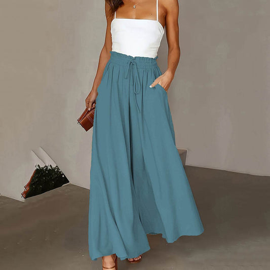 Casual High Waist Wide Leg Palazzo Pants - Effortless Elegance for All-Day Comfort - Buy Center US