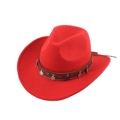 Woolen Cowboy Hat for Men & Women - Adjustable Ethnic Style Summer Accessory - Buy Center US