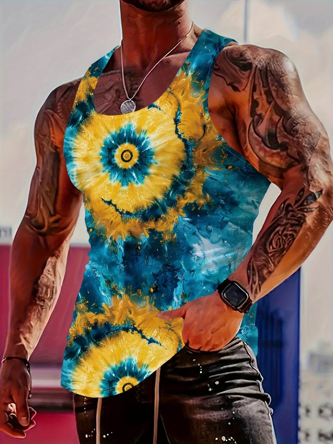 Trendy Men's Casual Tie-Dye Tank Top - Comfortable Summer Fashion - Buy Center US
