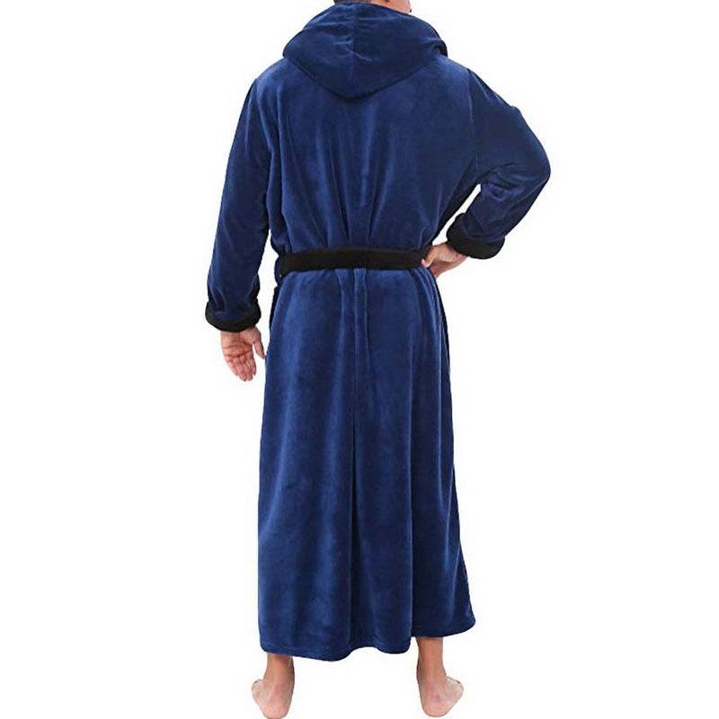 Buycenter Men's Flannel Hooded Bathrobe - Thick Casual Winter Wear - Buy Center US