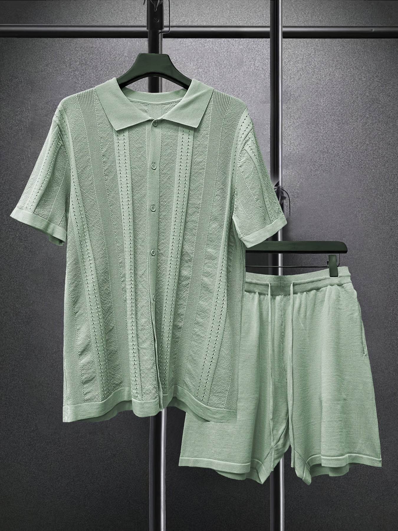 Men’s Casual Summer Knit Polo & Shorts Set - Breathable Lightweight Polyester - Buy Center US