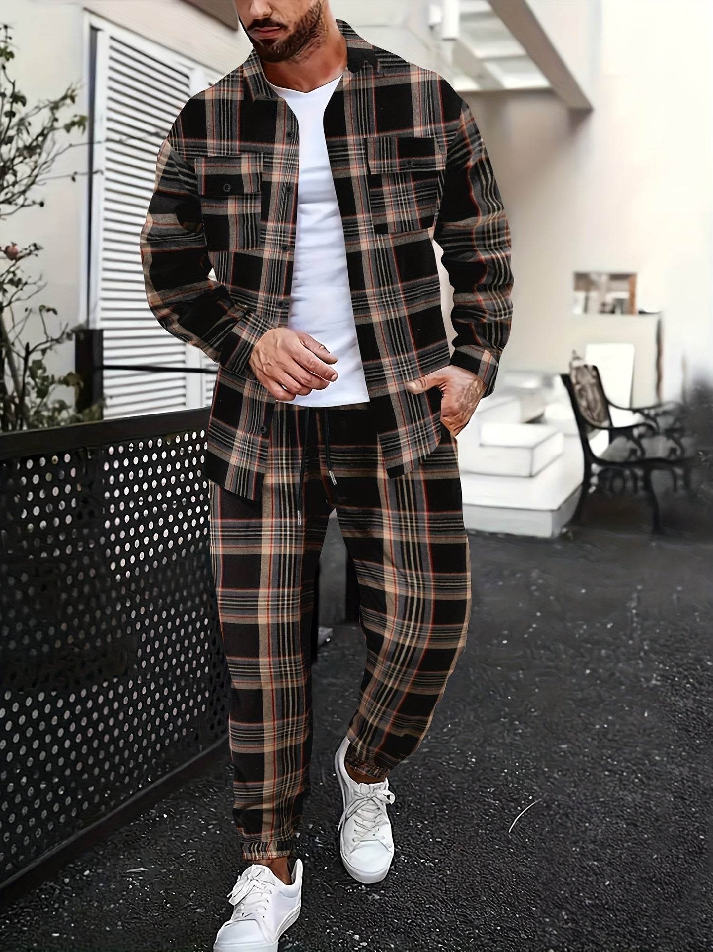 Light Luxury Men's Casual Shirt Suit - Solid Color for All Seasons - Buy Center US