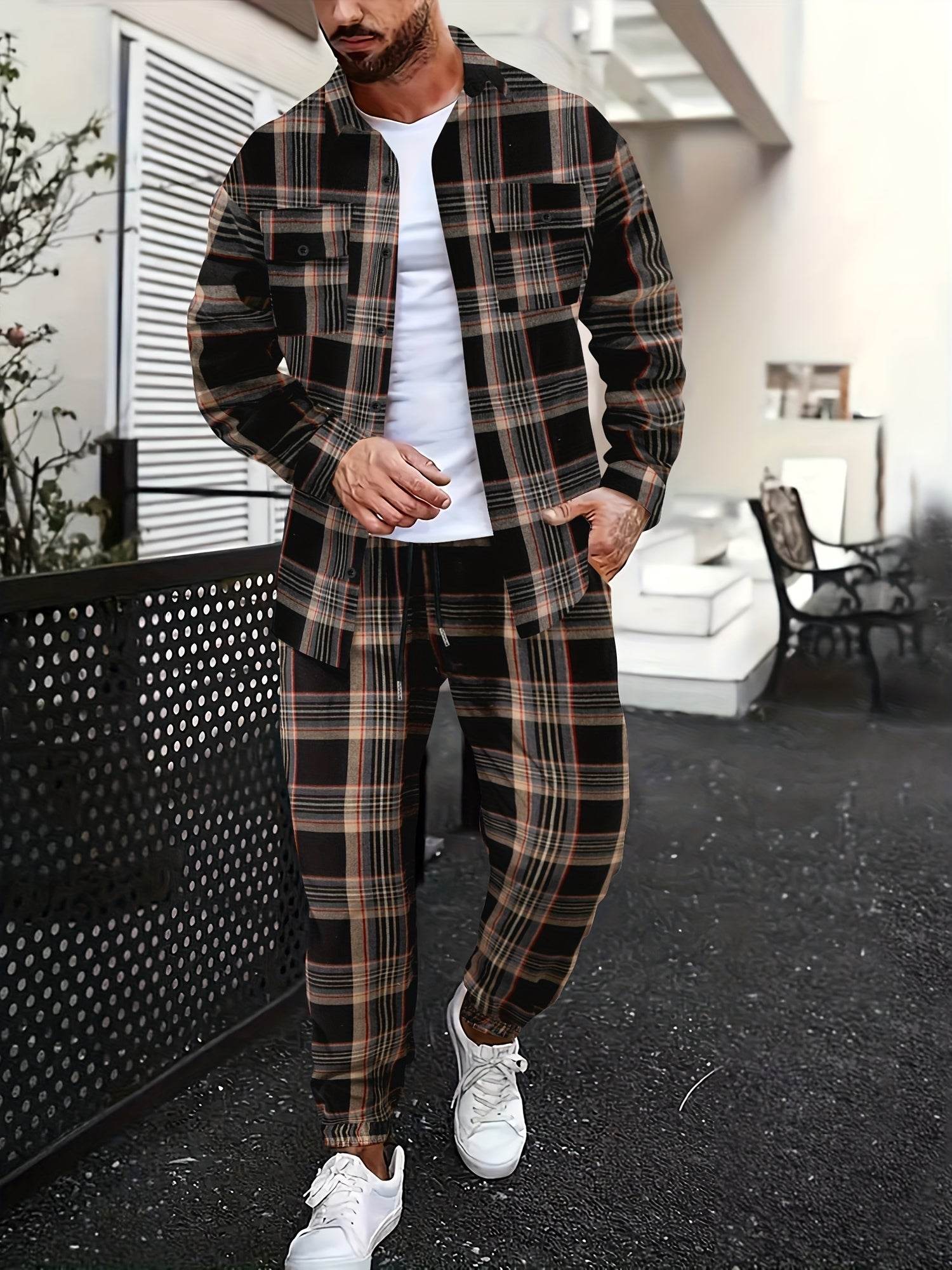Light Luxury Men's Casual Shirt Suit - Solid Color for All Seasons - Buy Center US