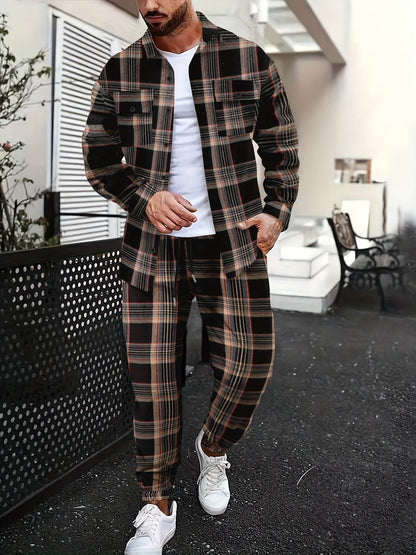 Light Luxury Men's Casual Shirt Suit - Solid Color for All Seasons - Buy Center US