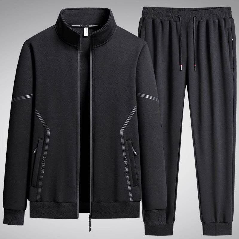 Buycenter Men's Fleece-Lined Sports Suit - Thick Two-Piece Set - Buy Center US