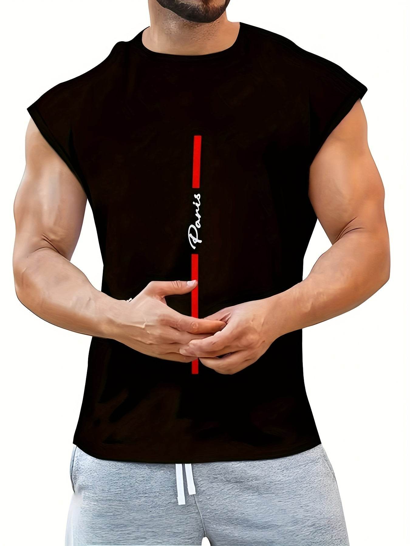 Stylish Men's Black Sleeveless T-Shirt & Casual Polyester Shorts Set - Buy Center US