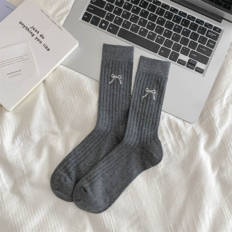 Cute Girl Bow Tube Socks - Breathable Cotton, Mid-Calf Length - Buy Center US