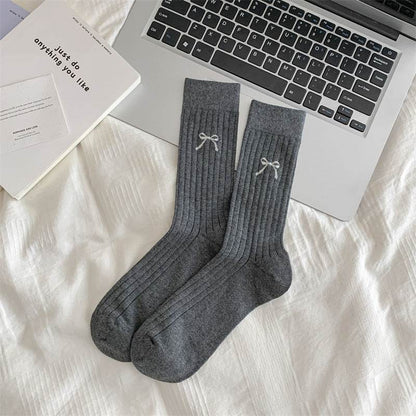Cute Girl Bow Tube Socks - Breathable Cotton, Mid-Calf Length - Buy Center US
