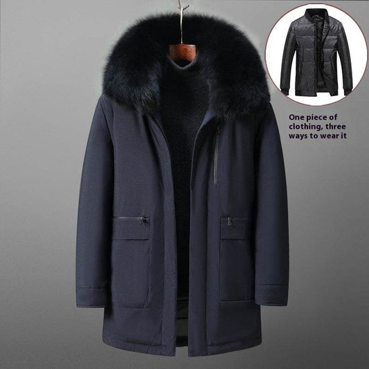 Buycenter Men's Down Jacket - Mid-Length, Thick & Stylish for Daily Wear - Buy Center US
