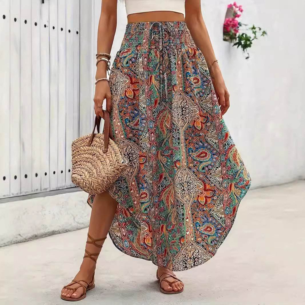 Casual Personality Printed A-Line Skirt - Floral Polyester Design - Buy Center US