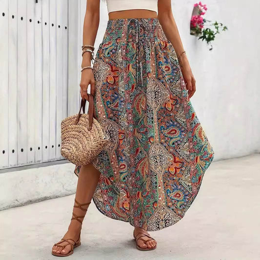 Casual Personality Printed A-Line Skirt - Floral Polyester Design - Buy Center US