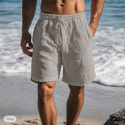 Buycenter Cotton Linen Drawstring Shorts - Elastic Waist, Multi-Pocket Style - Buy Center US