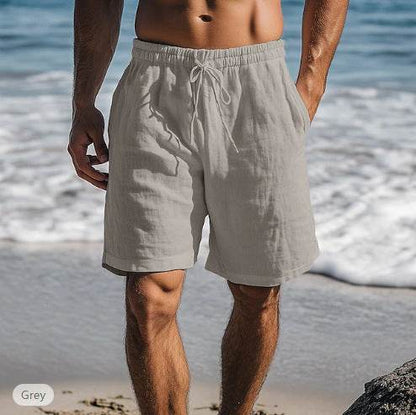 Buycenter Cotton Linen Drawstring Shorts - Elastic Waist, Multi-Pocket Style - Buy Center US