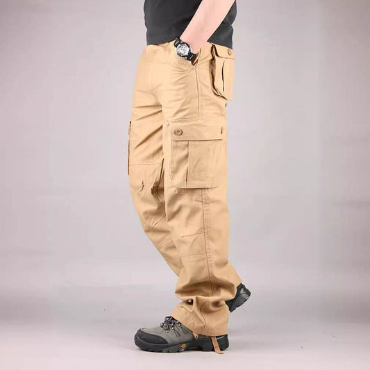 Buycenter Multi-Pocket Men's Casual Pants - Loose Fit & Stone Washed - Buy Center US