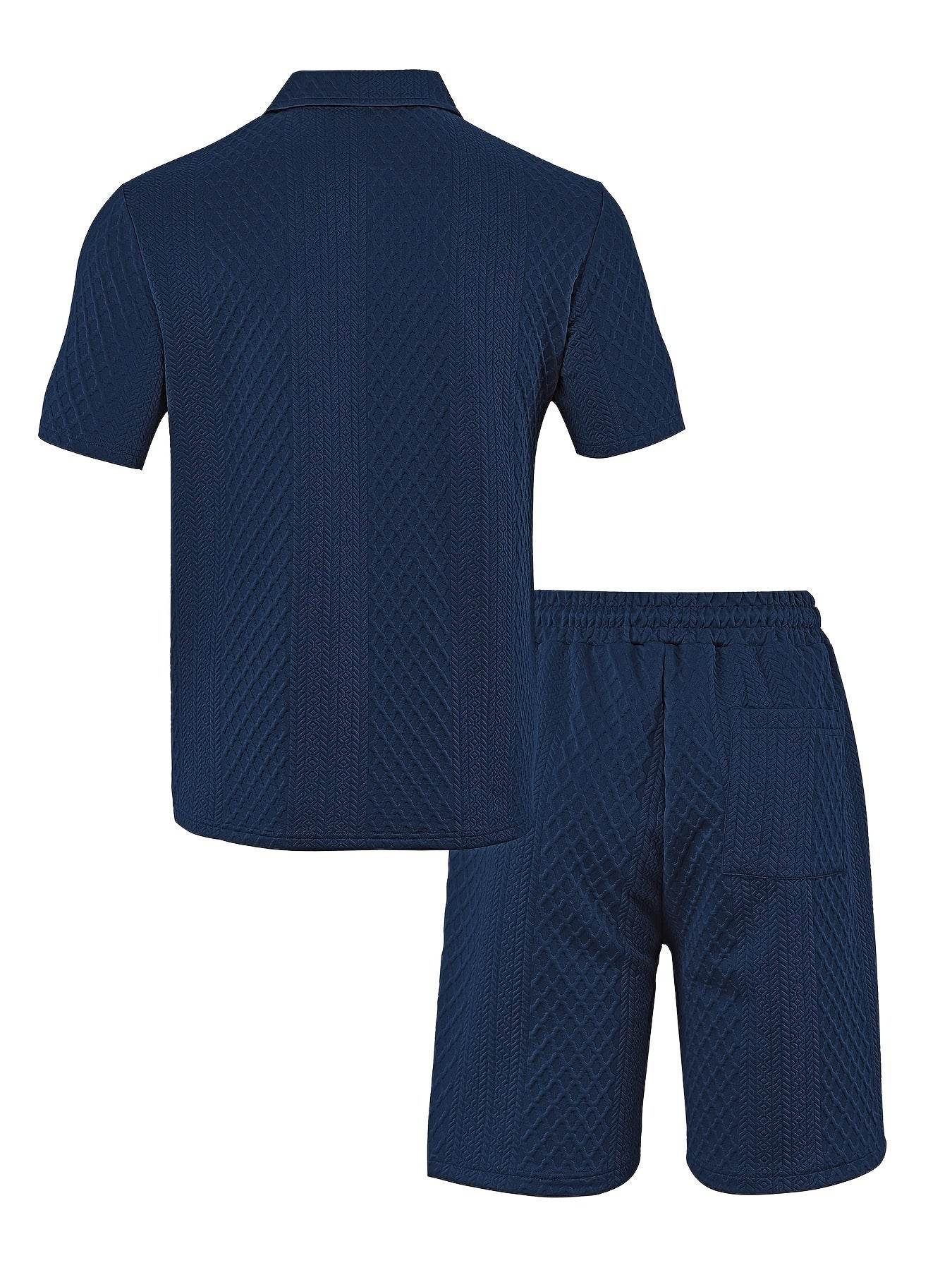 Men's Summer Jacquard Two-Piece Set - Casual Short Sleeve Sports Outfit - Buy Center US