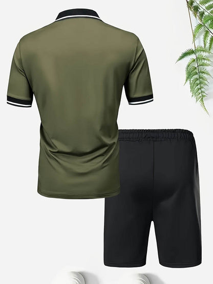Men's Casual Short Sleeve Shirt & Drawstring Shorts Set - Summer Fashion - Buy Center US