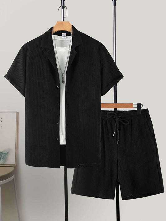 OBM Xingfan Men's Double-Breasted Waffle Suit - Casual & Stylish - Buy Center US