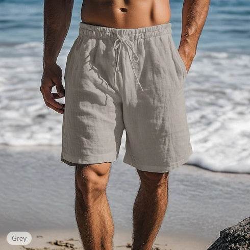 Buycenter Cotton Linen Drawstring Shorts - Elastic Waist, Multi-Pocket Style - Buy Center US