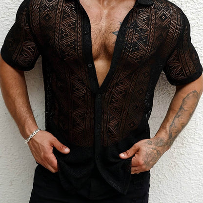Men’s Casual Knit Open Sweater - Lightweight Lapel Summer Shirt - Buy Center US