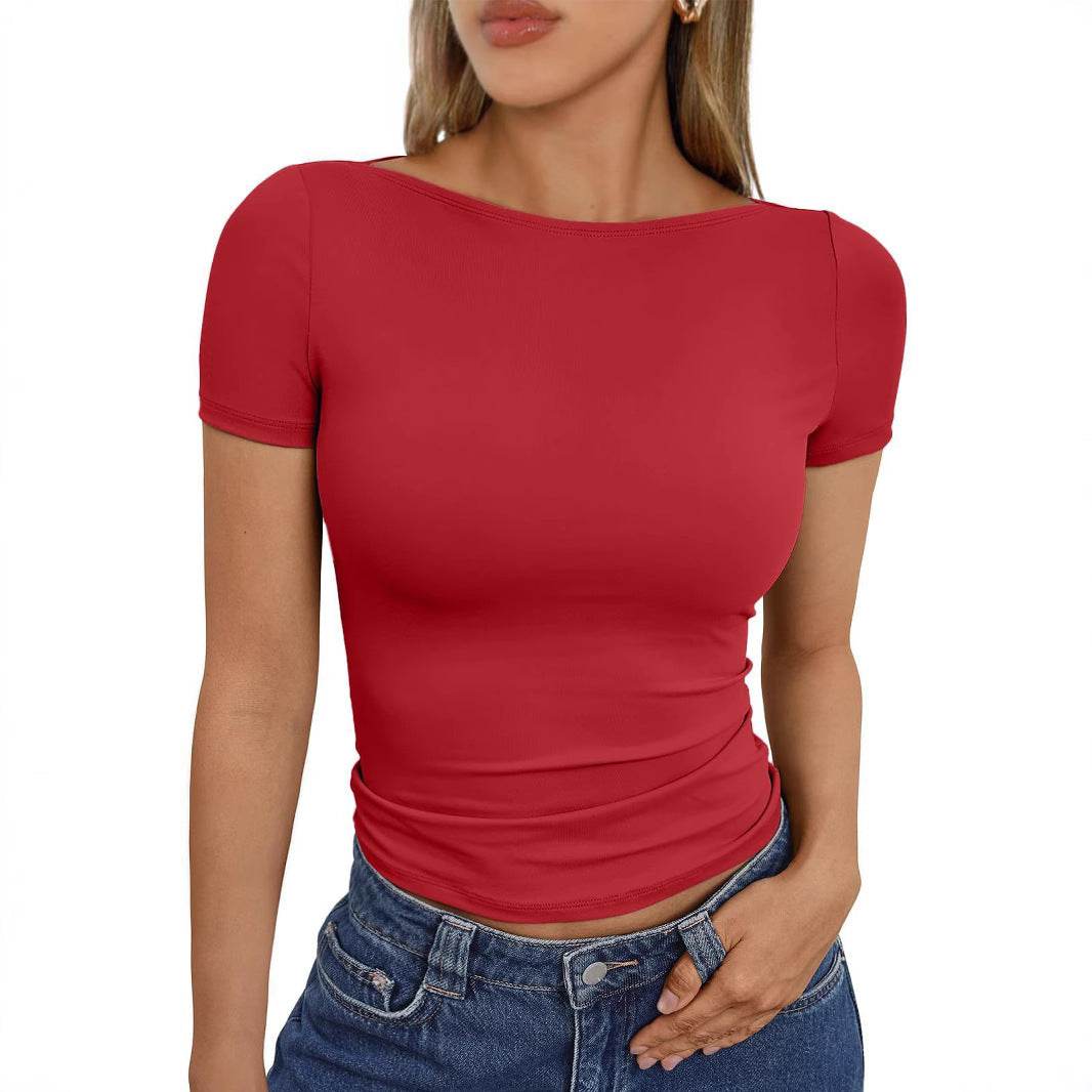 Slim Fit Round Neck Tops - Hot Girl Style for Going Out, Available in 4 Colors - Buy Center US
