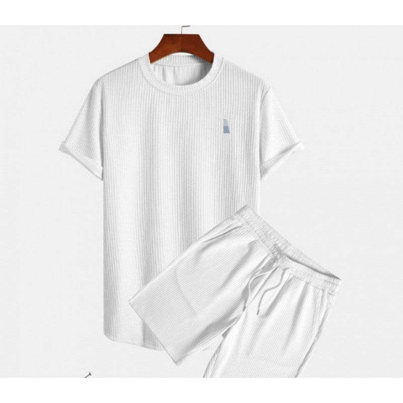 Buycenter Men's Short Sleeve Sports Suit - Casual Two-Piece Set for Summer - Buy Center US