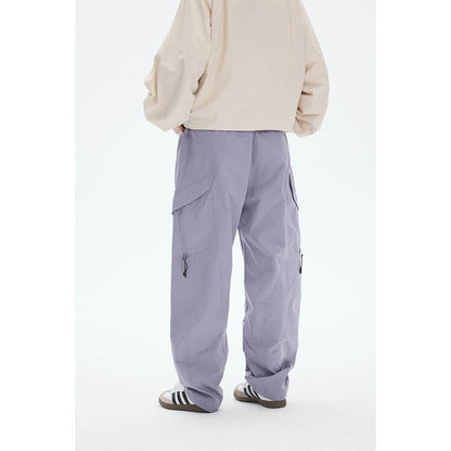 Buycenter Men's Leisure Cargo Trousers - Chemical Fiber Blend, Straight Fit - Buy Center US