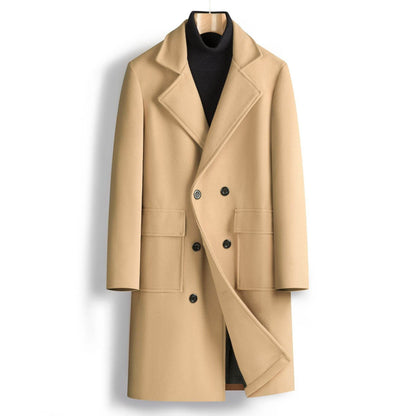 Buycenter Men's Double Breasted Mid-Length Coat - Stylish & Hooded - Buy Center US