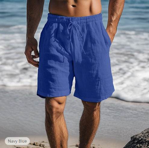 Buycenter Cotton Linen Drawstring Shorts - Elastic Waist, Multi-Pocket Style - Buy Center US