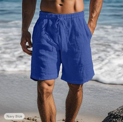 Buycenter Cotton Linen Drawstring Shorts - Elastic Waist, Multi-Pocket Style - Buy Center US