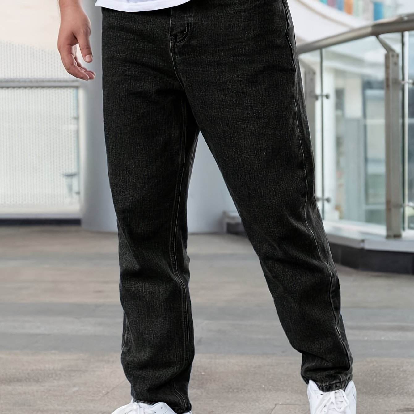 Men’s Loose-Fit Jeans - Cotton Blend All-Season Denim with Pockets - Buy Center US