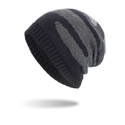 Buycenter Tricolor Striped Knit Beanie - Warm Wool Pullover Cap - Buy Center US