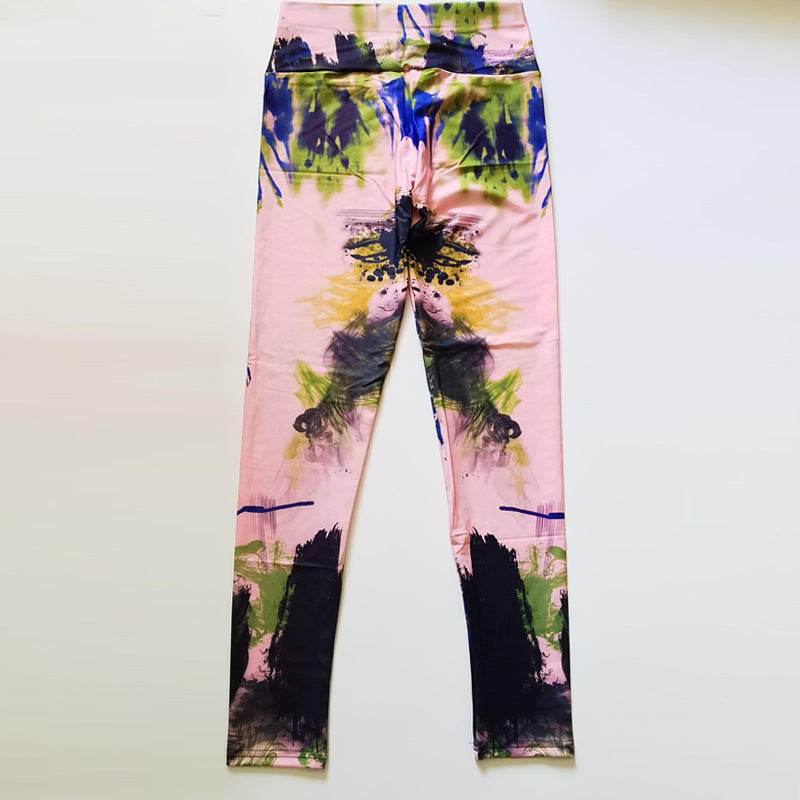 Ink Pattern High Waist Yoga Leggings - Stylish & Comfortable for All Sports - Buy Center US