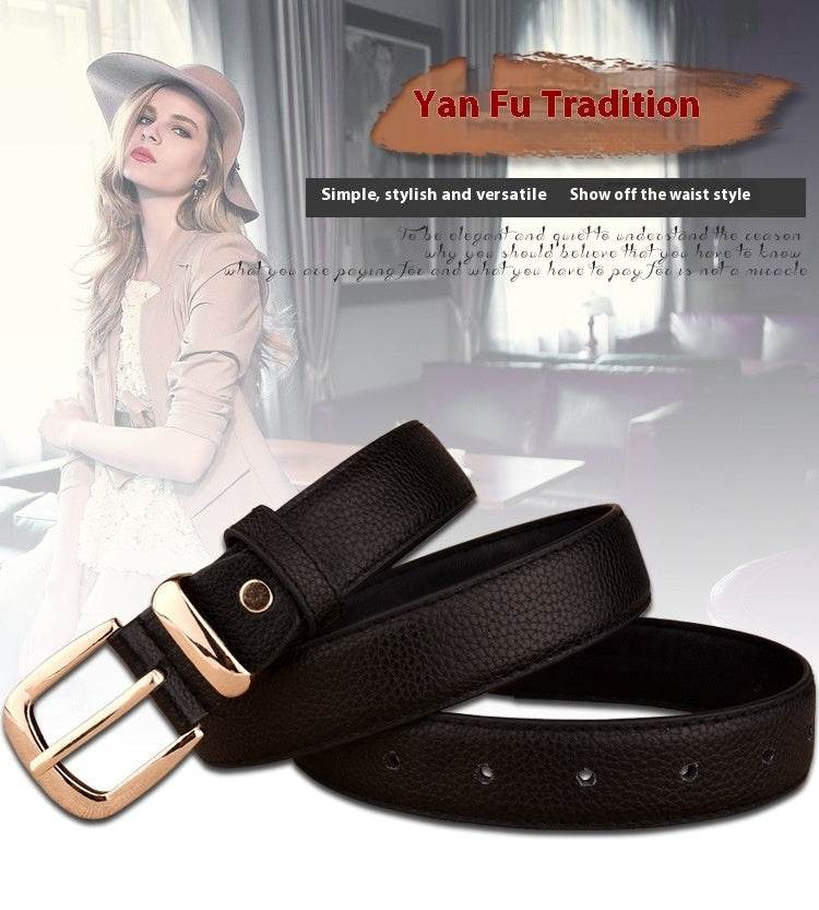 Women's Alloy Buckle Pant Belt - Stylish Imitation Leather in Multiple Colors - Buy Center US