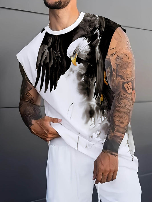 Tiliya Select Men's 3D Eagle Print Tank Top - Breathable Summer Workout Shirt - Buy Center US