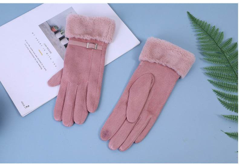 Touch Screen Fleece Cycling Gloves - Warm, Windproof Suede for Winter - Buy Center US