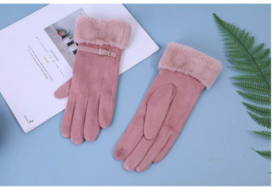 Touch Screen Fleece Cycling Gloves - Warm, Windproof Suede for Winter - Buy Center US