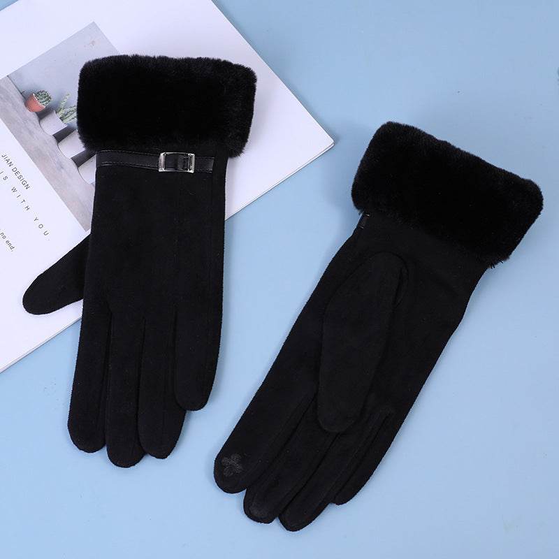 Touch Screen Fleece Cycling Gloves - Warm, Windproof Suede for Winter - Buy Center US