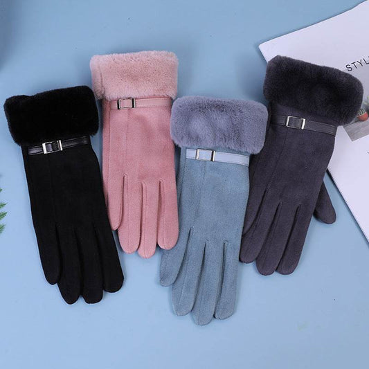Touch Screen Fleece Cycling Gloves - Warm, Windproof Suede for Winter - Buy Center US
