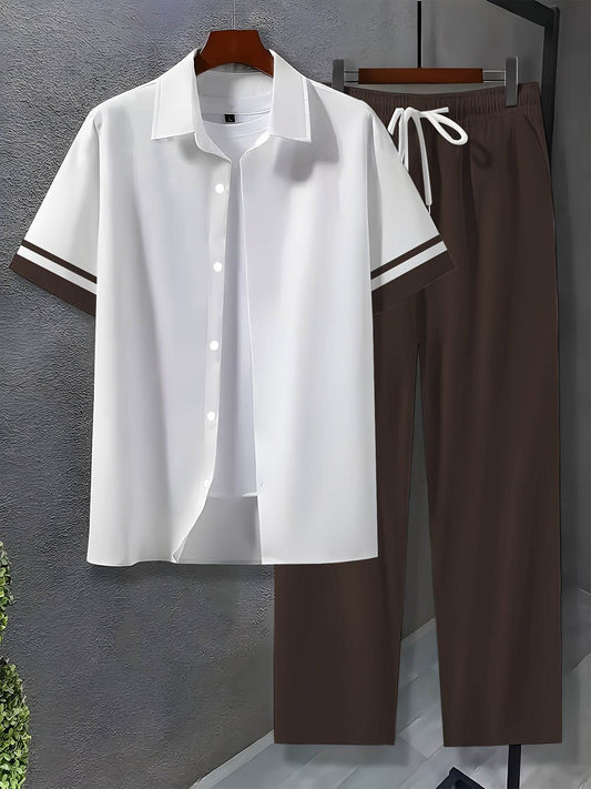Men's Casual Novelty Clothing Set - Stylish Button-Up Shirt & Pants - Buy Center US